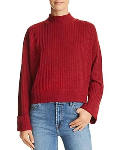 Band Of Gypsies Mackenna Cropped Ribbed Sweater In Red