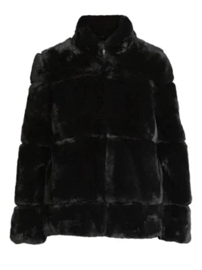 Apparis Sarah Quilted Faux Fur Jacket In Noir