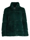 Apparis Sarah Quilted Faux Fur Jacket In Emerald