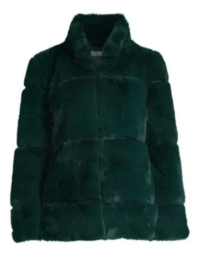 Apparis Sarah Quilted Faux Fur Jacket In Emerald