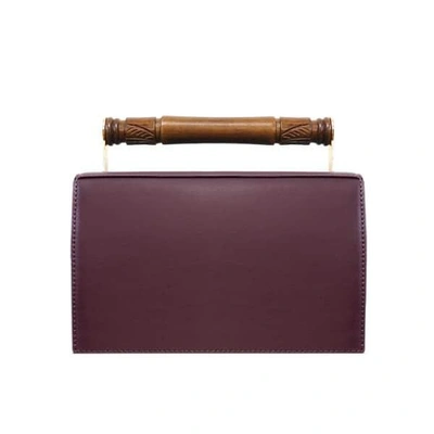 Aevha London Helve Clutch In Mulberry With Wooden Handle