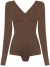 Amir Slama Long Sleeved Bodysuit In Brown