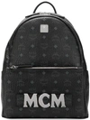 Mcm Monogram Print Backpack In Black