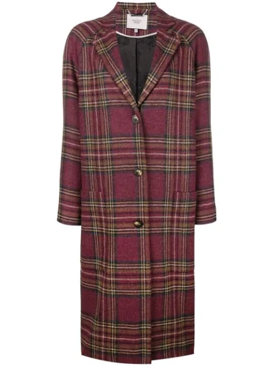 Maison Père Checked Single-breasted Coat - Pink