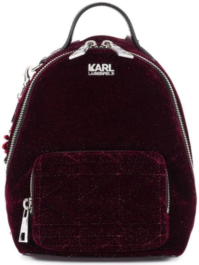 Karl Lagerfeld Karl X Kaia Velvet Mini Bpack In Red