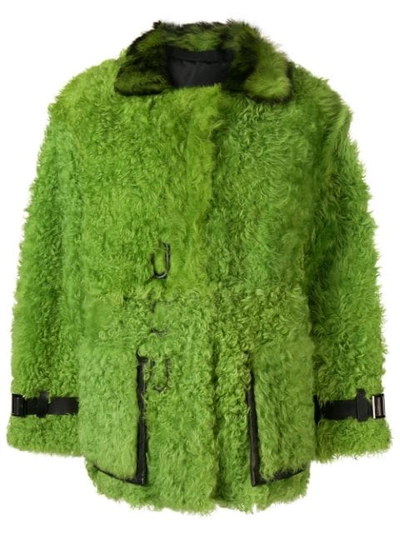 Tom Ford Oversized Shearing Coat In Green