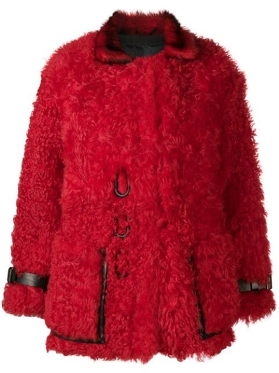 Tom Ford Oversized Shearling Coat In Red