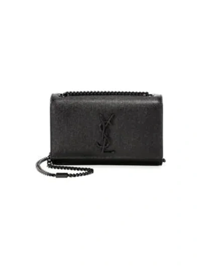 Saint Laurent Kate Textured-leather Shoulder Bag In Black