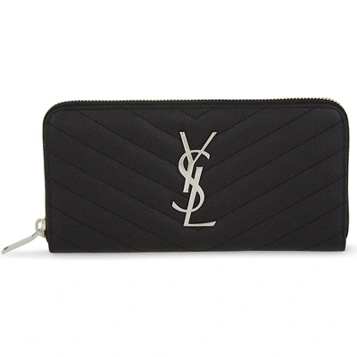 Saint Laurent Monograme Quilted Leather Continental Wallet In Nero