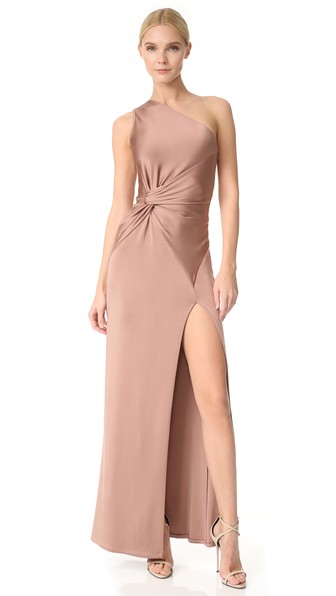 Cushnie Et Ochs One-shoulder Twisted-waist Gown, Pink In Dune | ModeSens