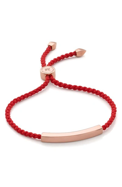 Monica Vinader Rose Gold Plated Vermeil Silver Linear Friendship Bracelet In Rose Gold/ Coral