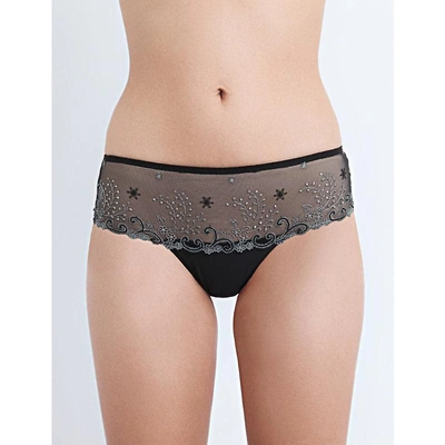 Simone Perele Délice Embroidered Stretch-tulle Shorty Briefs In Moonlight