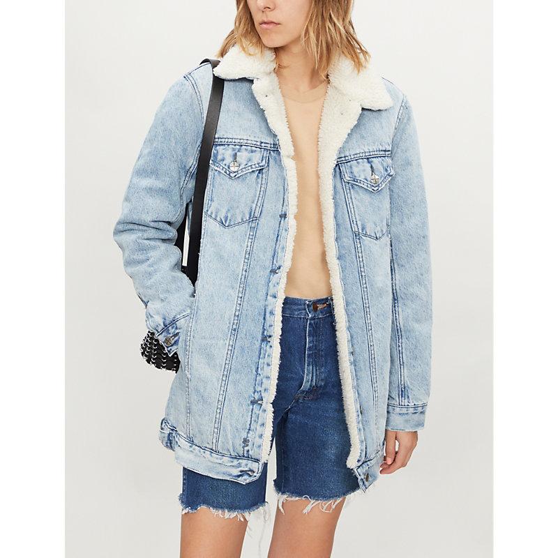 faux shearling denim jacket womens