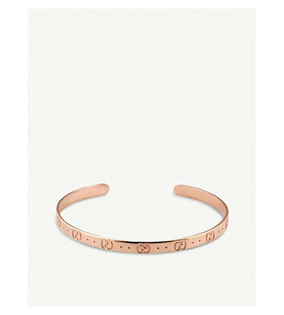 Gucci Womens Gold Icon 18ct Rose Gold Bracelet