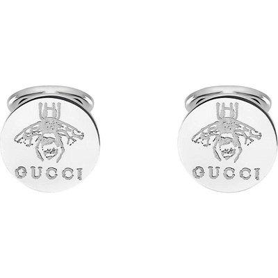 Gucci Trademark Sterling Silver Cufflink Earrings In Nero