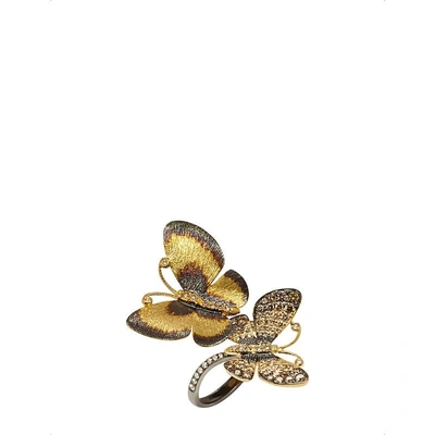 Annoushka Butterfly 18ct Gold And Brown Diamond Ring In Nero