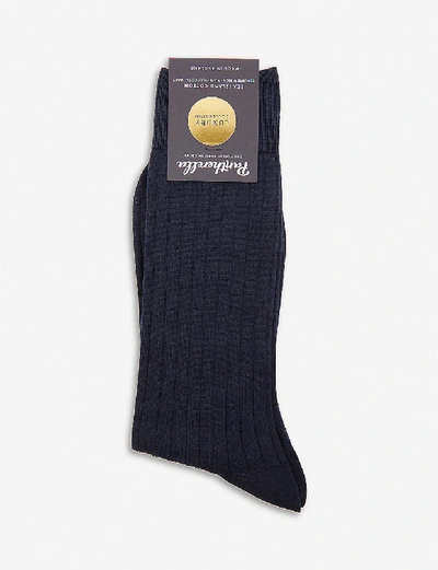 Pantherella Sea Island Organic Cotton Socks In Black