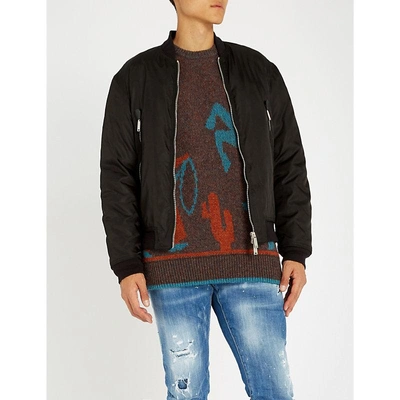 Dsquared2 Logo-appliqué Shell-down Bomber Jacket In Black