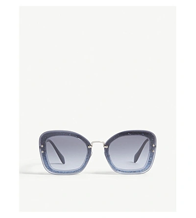 Miu Miu Mu02ts Rectangle-frame Sunglasses In Blue