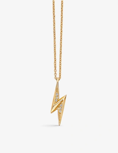 Astley Clarke Gold Plated Vermeil Silver Biography Mini Lightning Bolt Pendant Necklace In Yellow Gold