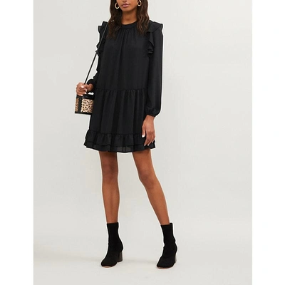 Claudie Pierlot Role Ruffle-trimmed Crepe Dress In Black