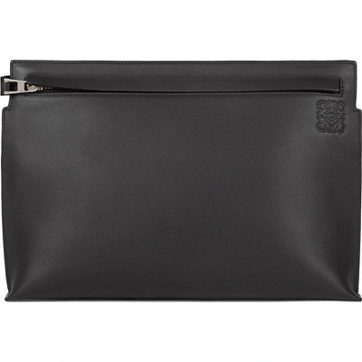 Loewe Large Leather T Pouch In Nero