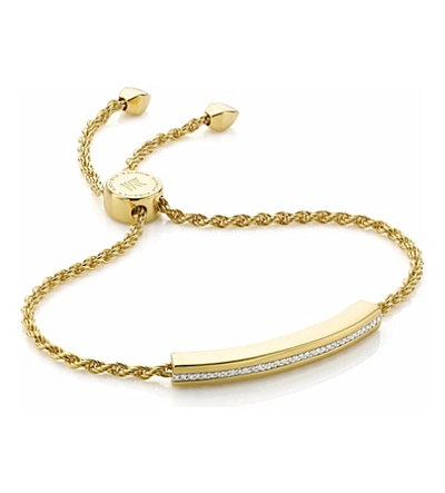 Monica Vinader Linear 18ct Rose Gold-plated And Pavé Diamond Bracelet In Silver