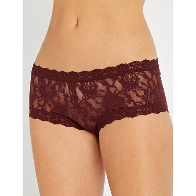 Hanky Panky Signature Stretch-lace Boyshort Briefs In Hickory