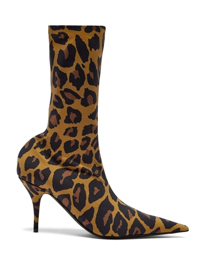 Balenciaga Knife Leopard-print Stretch-jersey Ankle Boots