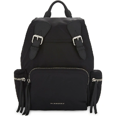 Burberry Logo Nylon Backpack In Nero