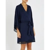 Eberjey Colette Lace-trim Jersey Robe In Northern Lights