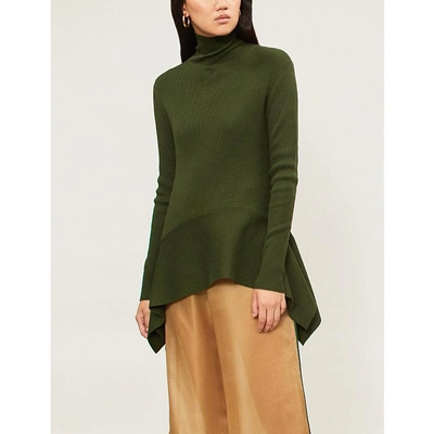 Adeam Turtleneck Silk-blend Jumper In Jade Green