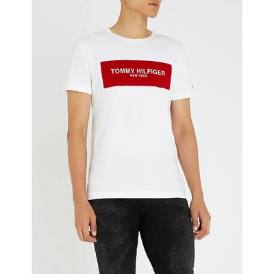 Tommy Hilfiger Logo-print Cotton-jersey T-shirt In Bright White