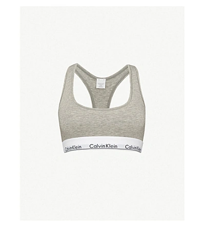 Calvin Klein Womens 020 Grey Heather Modern Stretch-cotton Bralette