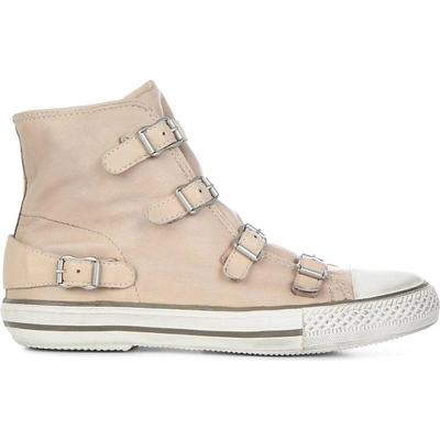 Kurt Geiger Lizzy Leather High-top Trainers In Nude | ModeSens