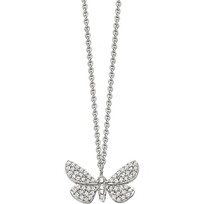 Astley Clarke Cinnabar Papillon 14ct White-gold And Diamond Necklace In Silver