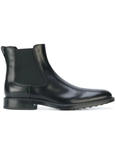 Tod's Calgary Pebbled Leather Chelsea Boots In Black