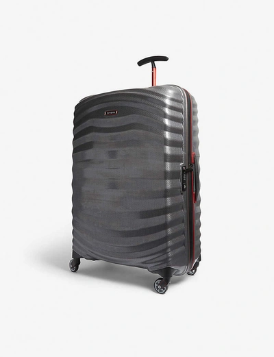 Samsonite Lite-shock Sport Hardshell Spinner Suitcase 75cm In Eclipse Grey/red