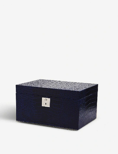 Smythson Mara Three-drawer Leather Jewellery Box In Navy