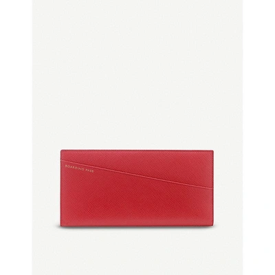 Smythson Panama Slim Leather Travel Wallet In Red