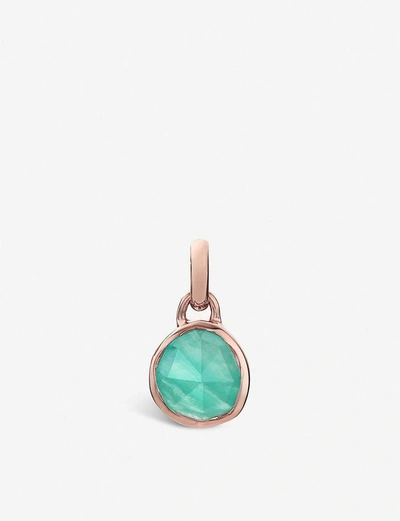 Monica Vinader Siren Mini 18ct Rose-gold Vermeil And Amazonite Bezel Pendant In Green