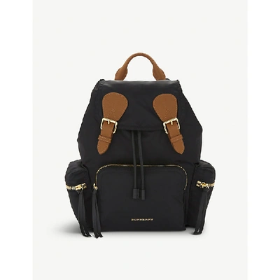 Burberry Medium Nylon Backpack In Nero