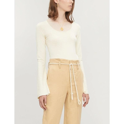 Arje Flared-sleeve Knitted Top In Ivory
