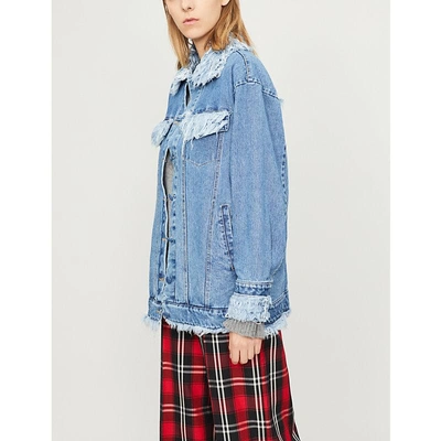 Ksenia Schnaider Frayed-trim Denim Jacket In Medium Blue