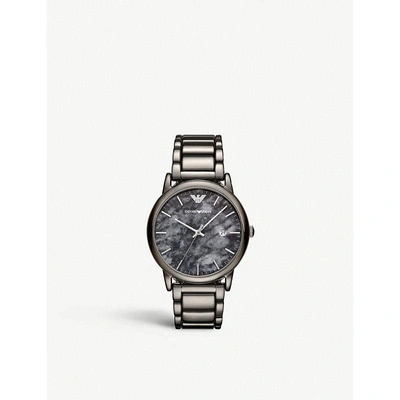 Emporio Armani Ar11155 Luigi Gunmetal Stainless Steel And Marble-print Watch