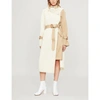 Sacai Asymmetric Wool And Cotton Coat In Off White/beige