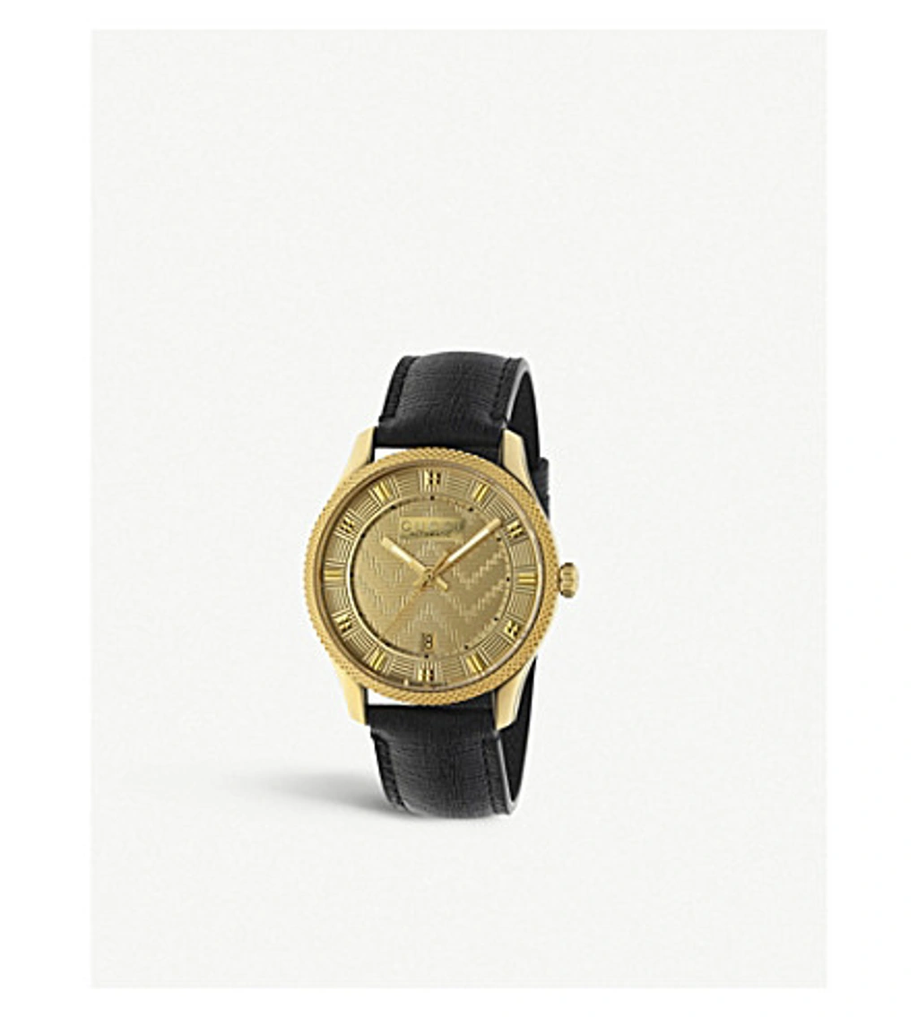 Gucci Ya126340 G-timeless Yellow Gold Pvd And Leather Watch ModeSens