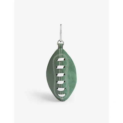 Loewe Rugby Ball Leather Coin Purse Charm In Green