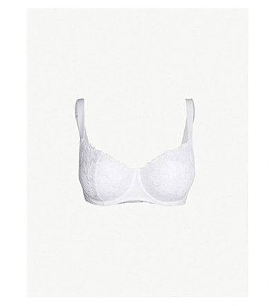 Aubade Wandering Comfort Embroidered Stretch-tulle And Lace Bra In White