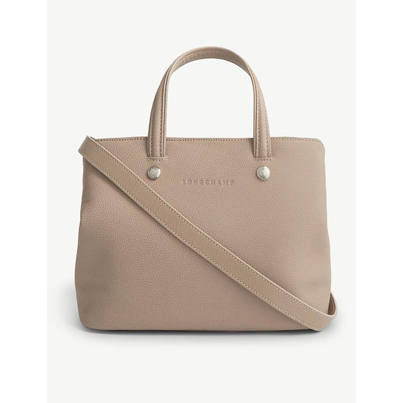 Longchamp Brown Le Foulonné Leather Tote Bag In Greige ModeSens